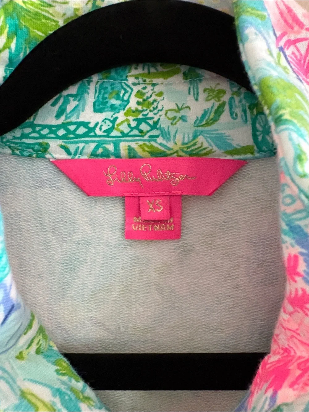 Lilly Pulitzer Teal and Pink Floral Half-Zip Pullover - Picture 2 of 12